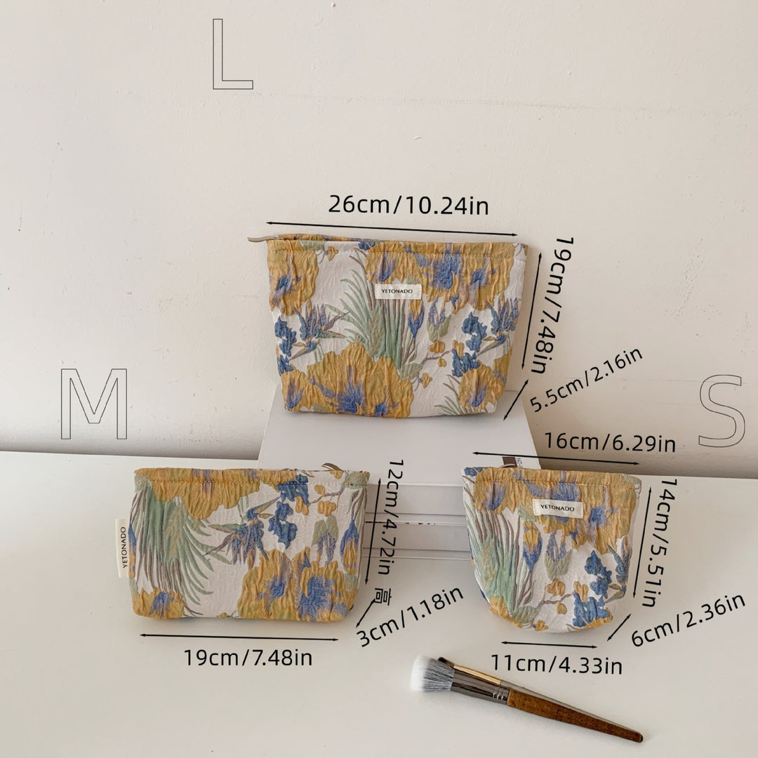 Womens Floral Textured Polyester Cosmetic Bag N6K113