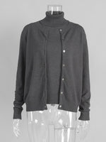 Load image into Gallery viewer, Knit Set High Neck Sleeveless Top Cardigan Two-Piece N6G134