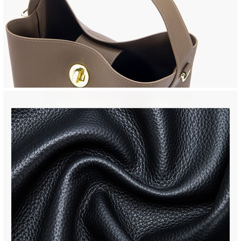 Women's Genuine Leather Bucket Shoulder Bag N6J165
