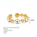 Load image into Gallery viewer, Evil Eye Adjustable Ring Hand-Drip Enamel Steel  S5P063
