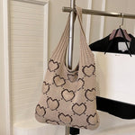 Load image into Gallery viewer, Women's Woven Stripe Knit Tote Shoulder Bag N6J168