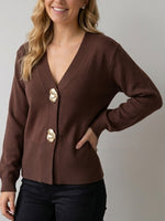 Load image into Gallery viewer, Solid V-Neck Long Sleeve Cardigan Women N6G183