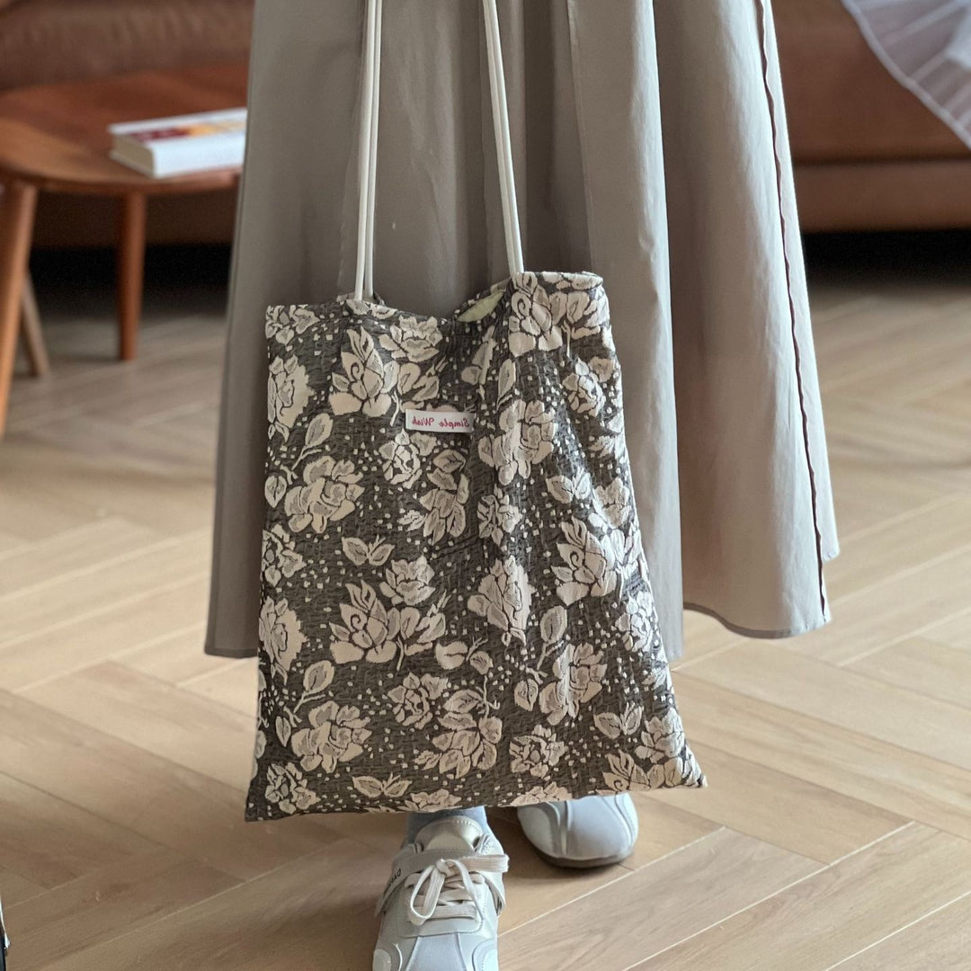 Vintage Cotton Lace Shoulder Bag Canvas Leopard N6F170