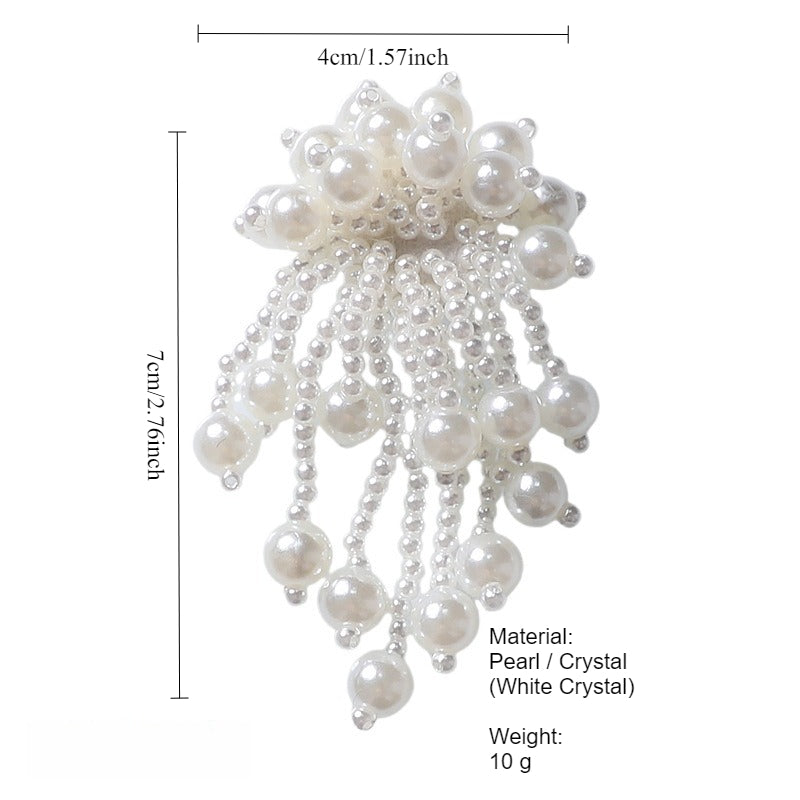 Pearl Floral Shirt Collar Clip Removable Cuff Tassel Cover N6G070