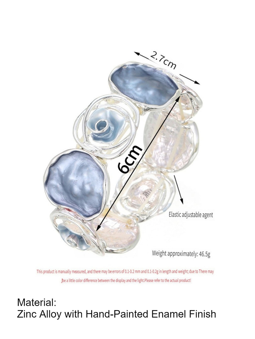 Hand-Painted Geometric Rose Stretch Bangle N6C214