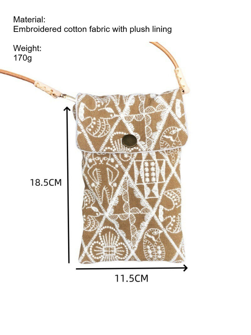 Embroidered Two Way Crossbody Phone Pouch N6B106