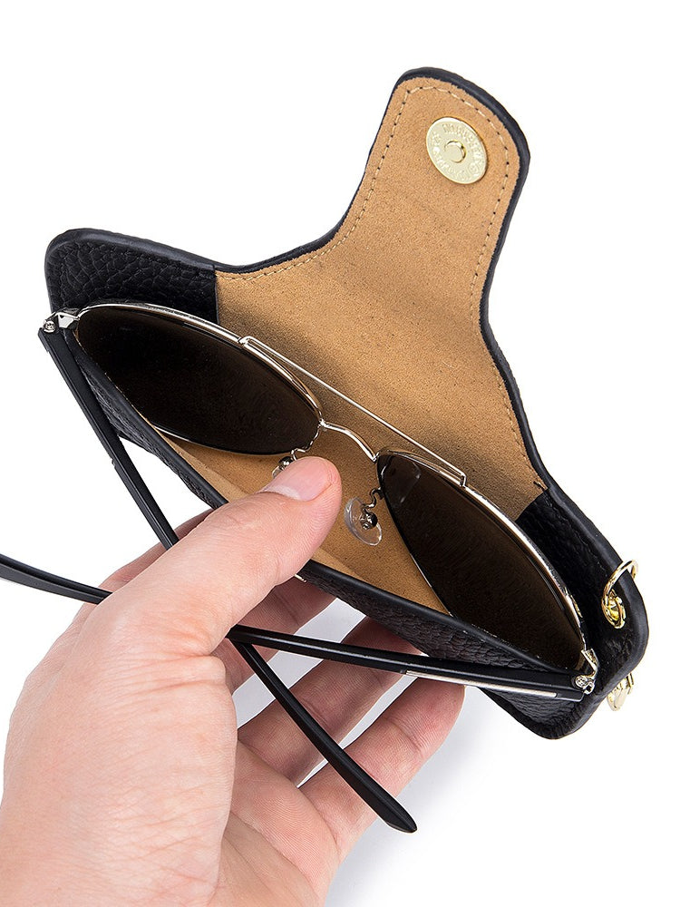 Genuine Leather Vintage Sunglasses Case Women N6C280