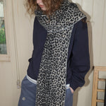Load image into Gallery viewer, Womens 30 Percent Wool Leopard Print Fringe Scarf N6K241