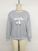 Load image into Gallery viewer, Casual Round Neck Bow Detail Loose Sweatshirt Women N6H295