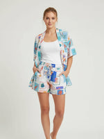 Load image into Gallery viewer, Doodle Print Open Front Shirt and Shorts Set N6C260