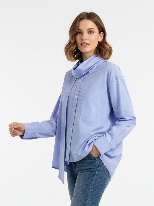Bow Tie Scarf Collar Blouse Women N6C096