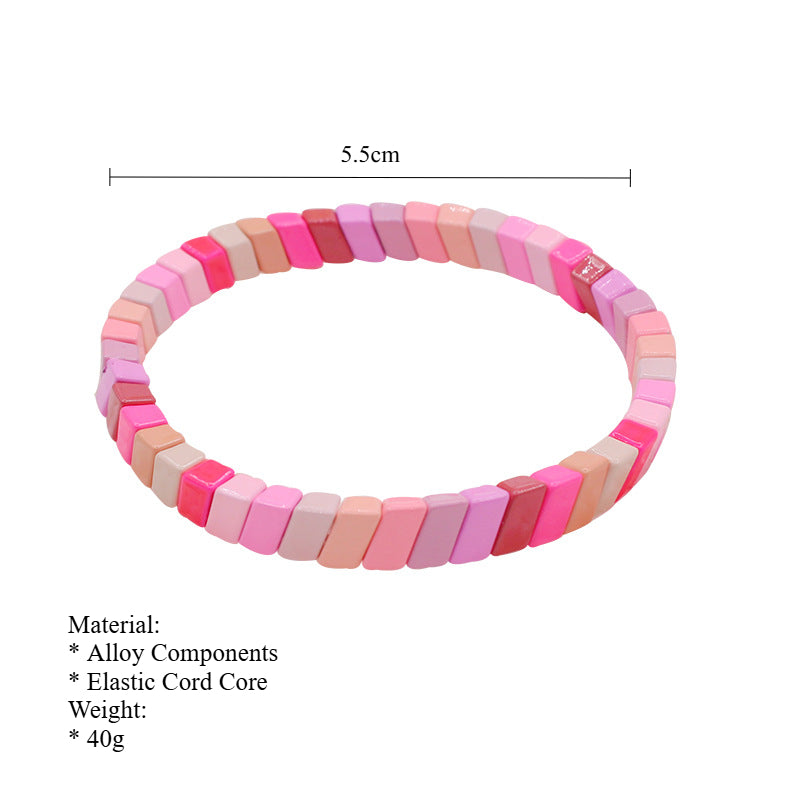 Geometric Links Cuff Enamel Steel Elastic Adjustable S5P143
