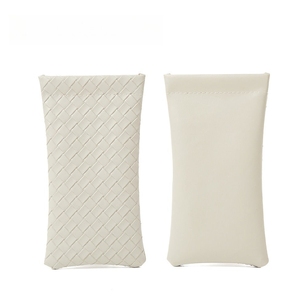 Minimalist PVC Weave Snap Glasses Case Women S5P972