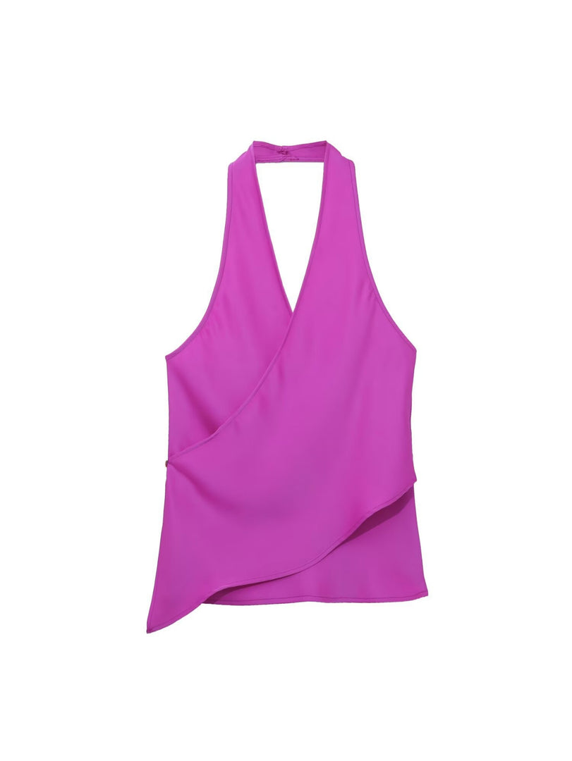 Halter Neck Satin Camisole Women N6C264