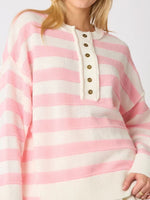 Load image into Gallery viewer, Block Stripe Knit Long Button Mid Weight Options N5Z791
