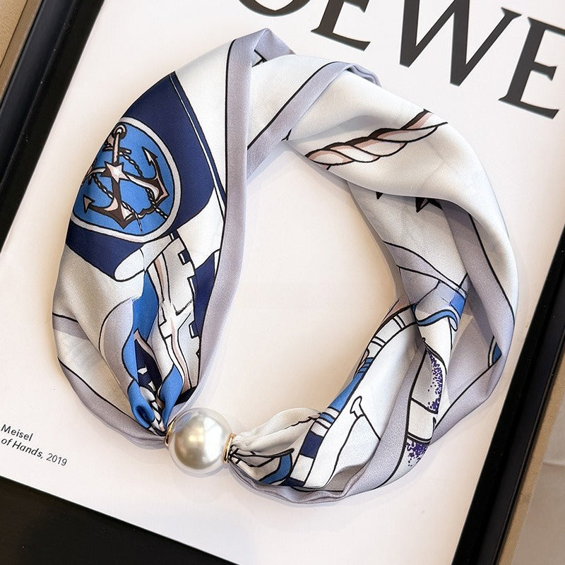 Womens Pearl Magnetic Clasp Skinny Scarf N6K260