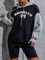 Load image into Gallery viewer, Color Block Letter Hoodie Mid Weight Dark Gray N5Z532
