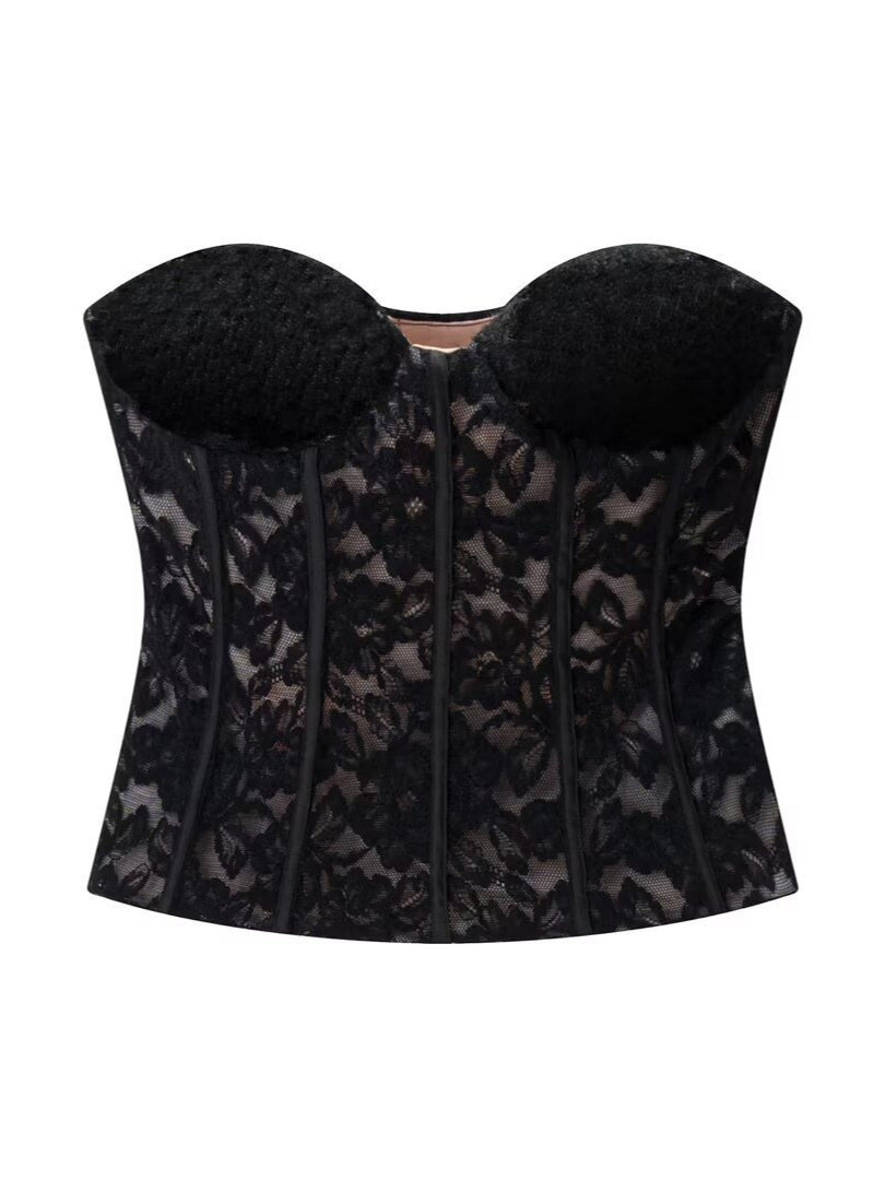 French Corset Lace Bustier Top Women N6C268