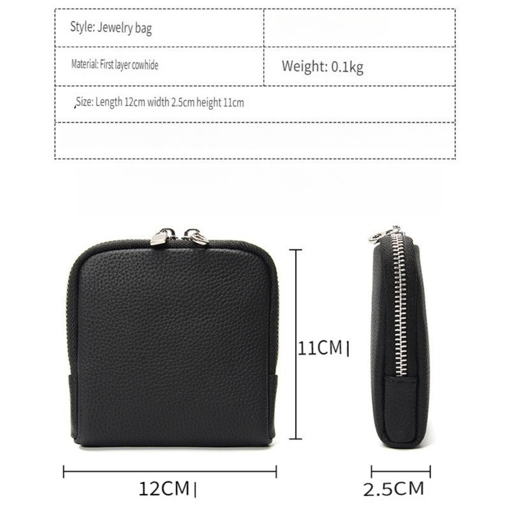 Genuine Leather Portable Jewelry Organizer Pouch N6E177