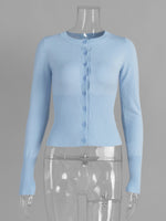 Load image into Gallery viewer, Slim Fit Viscose Long Sleeve Knit Cardigan Solid Basic Top N6G127