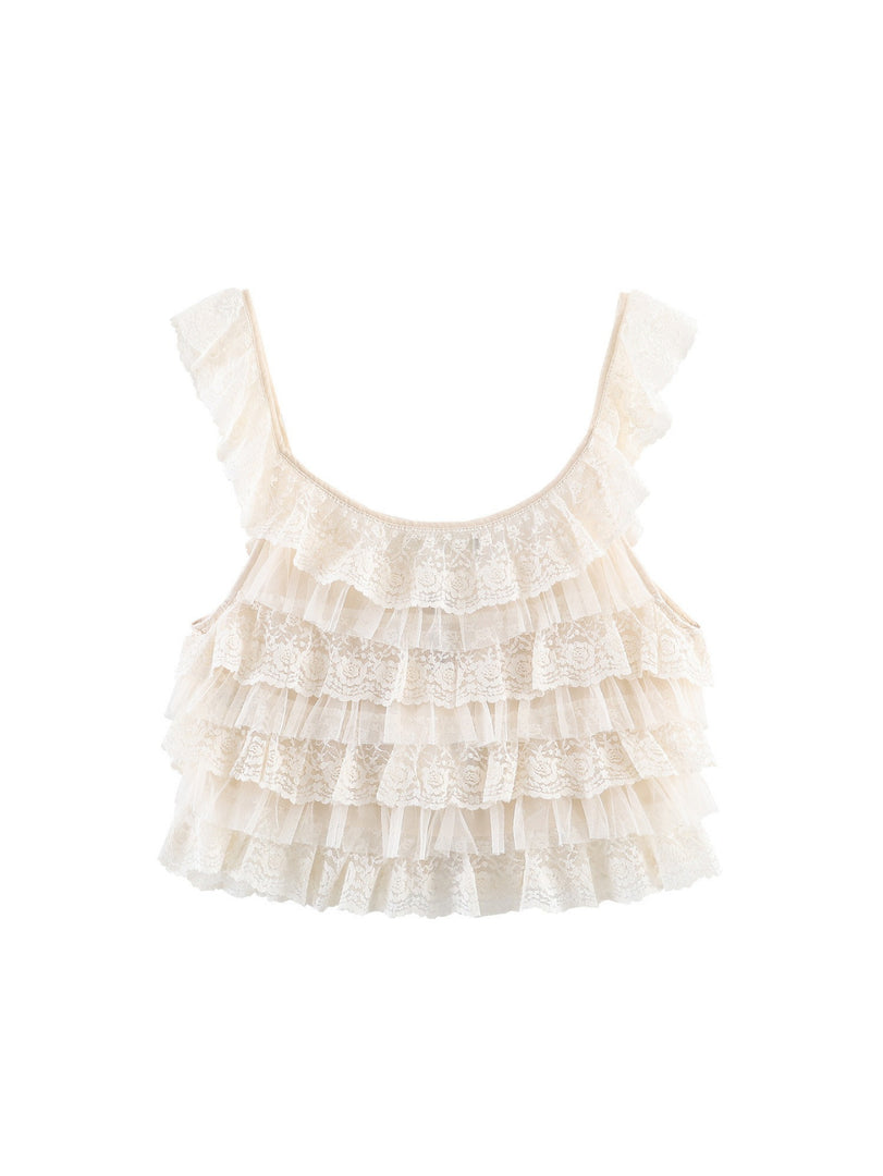Lace Layered Crop Camisole Top Women N6F208