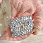 Load image into Gallery viewer, Handwoven Metallic Shiny Crossbody Bag Lock Closure N6F088