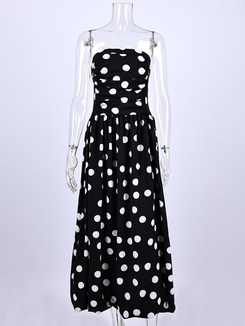 Polka Dot Strapless High Waist Bodycon Dress N6E168