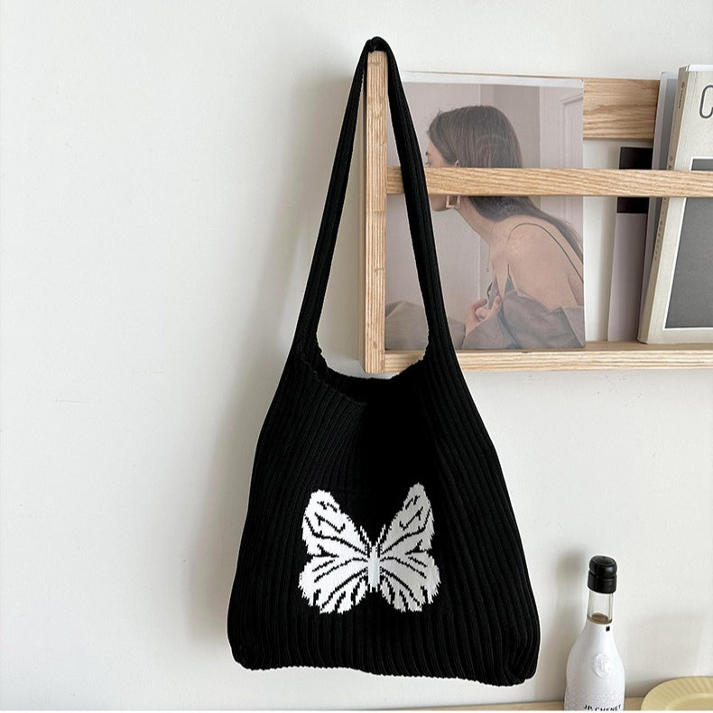 Women's Woven Polyester Knit Tote Shoulder Bag N6J166