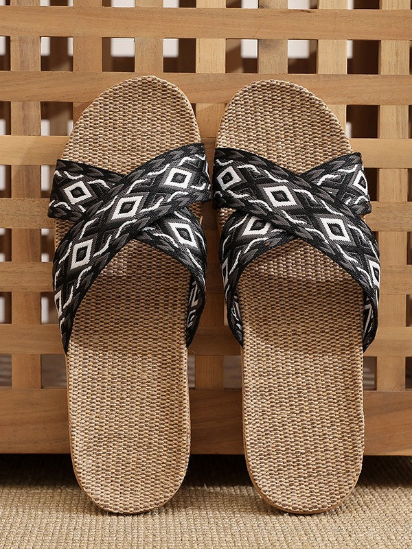 Breathable Anti-Slip Linen Slippers Women Summer N6C231