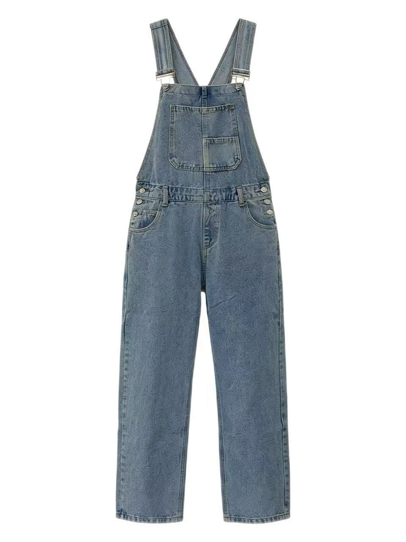 Relaxed Washed Denim Overalls Women N6D151