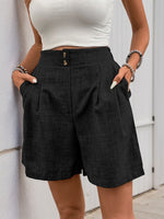 Load image into Gallery viewer, High Waist Straight Leg Button Shorts Women Casual N6F245