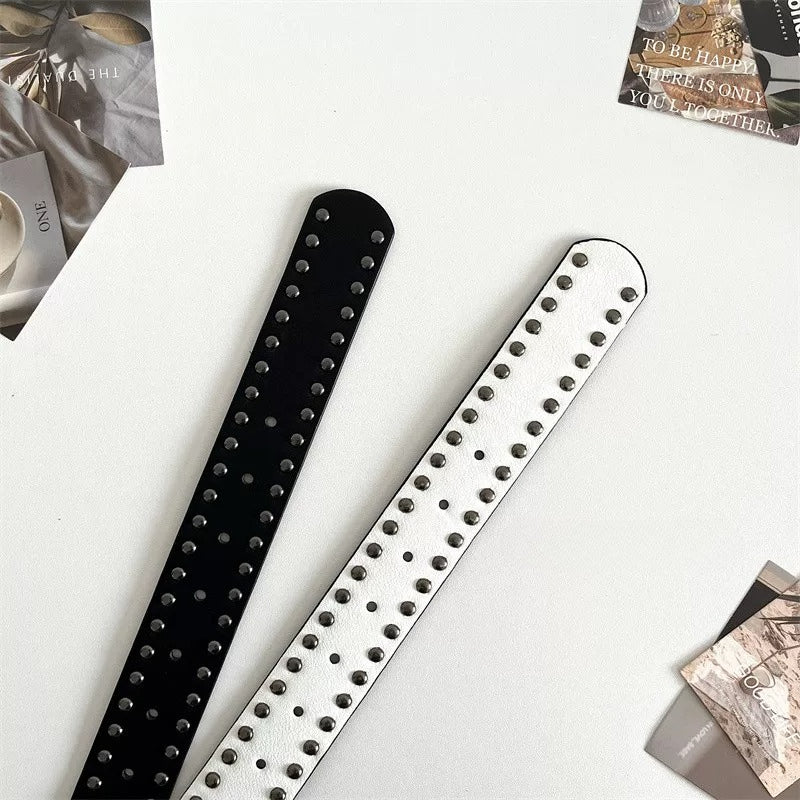 Unisex PU Studded Pin Buckle Belt N6J131