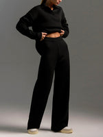 Load image into Gallery viewer, Knit Set Polo Neck Pullover Wide Leg Pants Two-Piece N6G137