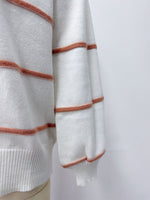 Load image into Gallery viewer, Striped Zip-Up Knit Pullover Women Round Neck N6G180