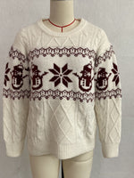 Load image into Gallery viewer, Jacquard Cable Knit Round Neck Loose Pullover Sweater N6H281