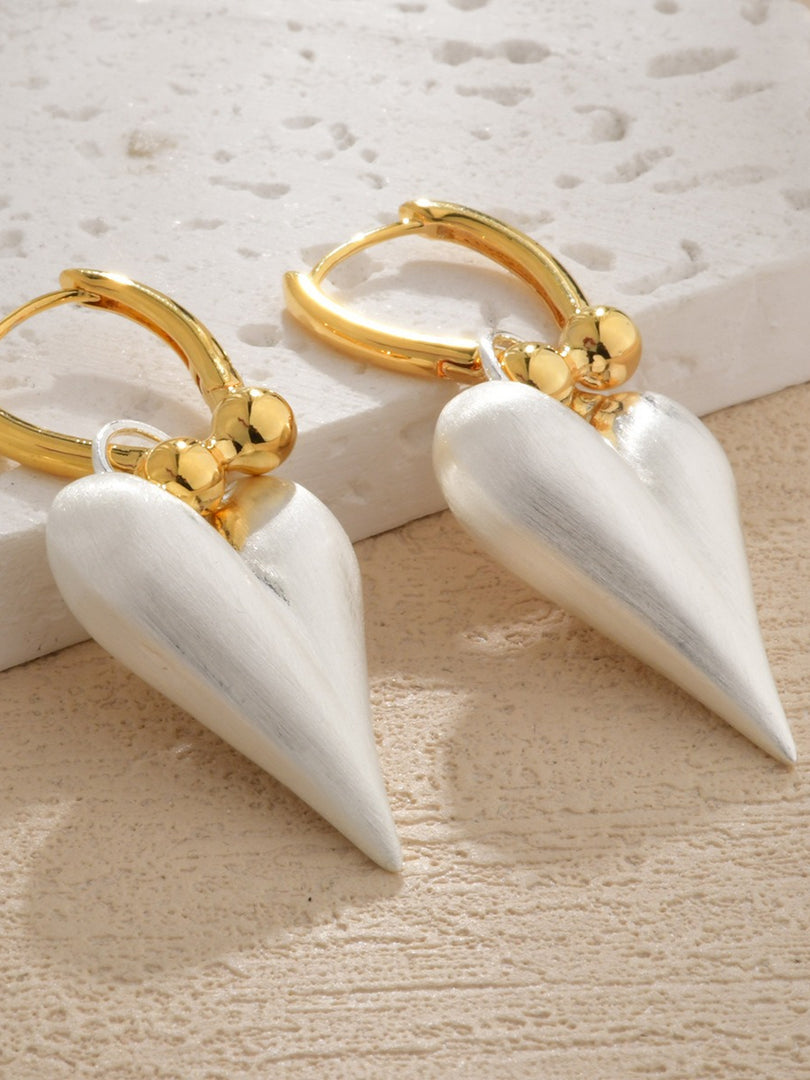 Color Block Brushed Heart Stud Earrings N6C062