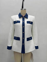Load image into Gallery viewer, Tweed Contrast Lapel Four-Pocket Jacket Women N6G291