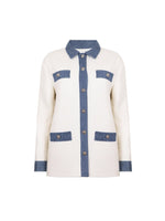 Load image into Gallery viewer, Tweed Contrast Lapel Four-Pocket Jacket Women N6G291
