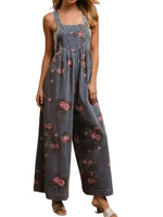 Load image into Gallery viewer, Floral Print Denim Overalls Women Sleeveless Jumpsuit N5A107
