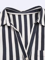 Load image into Gallery viewer, Relaxed Stripe Oversized Shirt Women N6C110