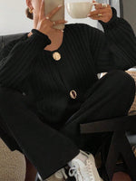 Load image into Gallery viewer, Round Neck 3-Button Pocket Cardigan French Style N6G288