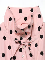 Load image into Gallery viewer, Pink Polka Dot Stand Collar Jacket Women N6C113