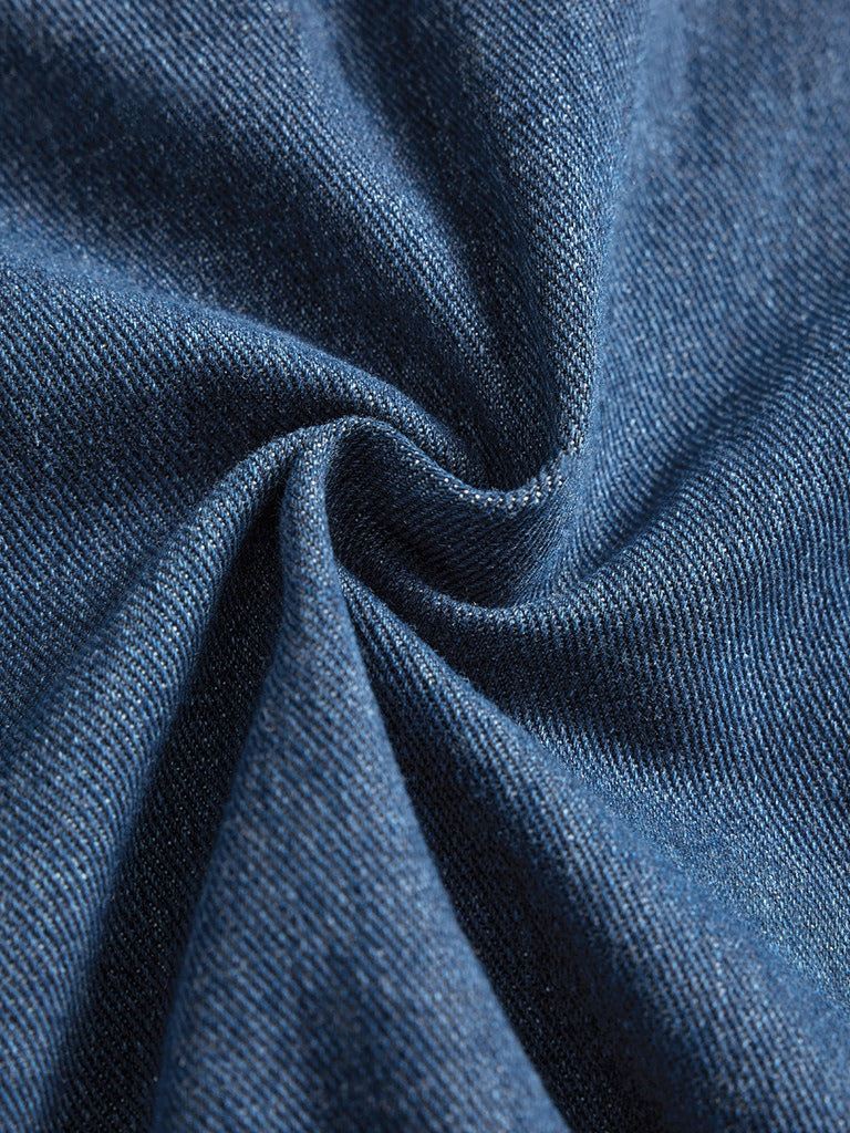 Strapless Denim Dress with Linen Blend Light Blue N6C186