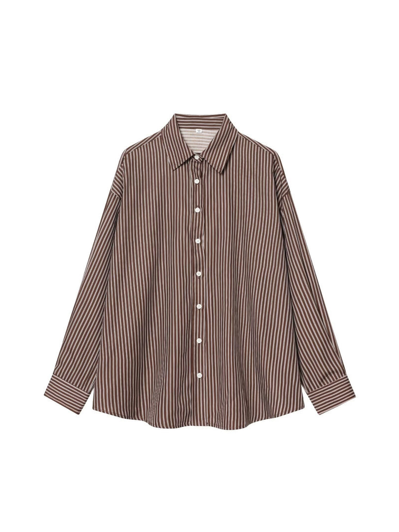 Striped Poplin Loose Shirt Women N6C099