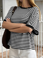 Load image into Gallery viewer, Vacation Stripe Short Sleeve T-shirt Women N6D131