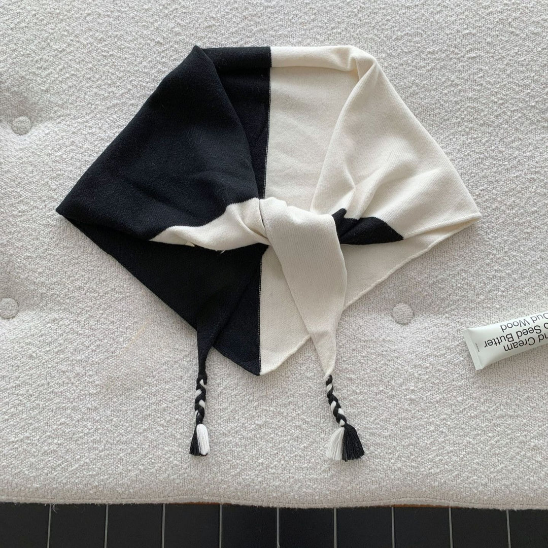 Colorblock Wool Blend Triangle Scarf Shawl Women N6H248