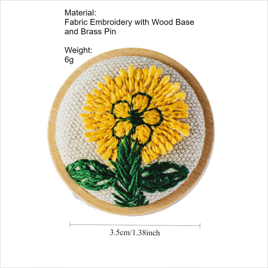 Handcrafted Wooden Brooch 3D Embroidery N6G009