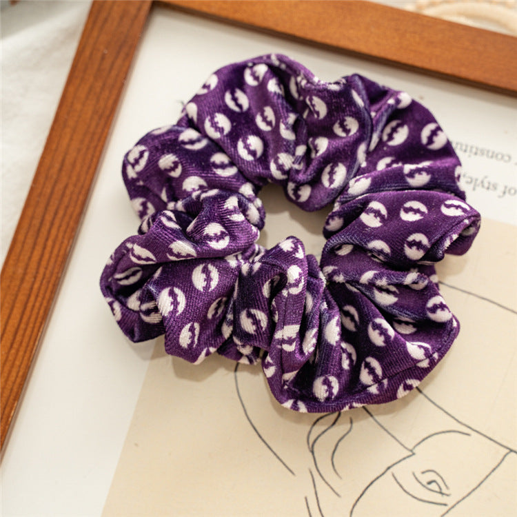 Velvet Scrunchie Spooky Pattern High Elasticity N6H202