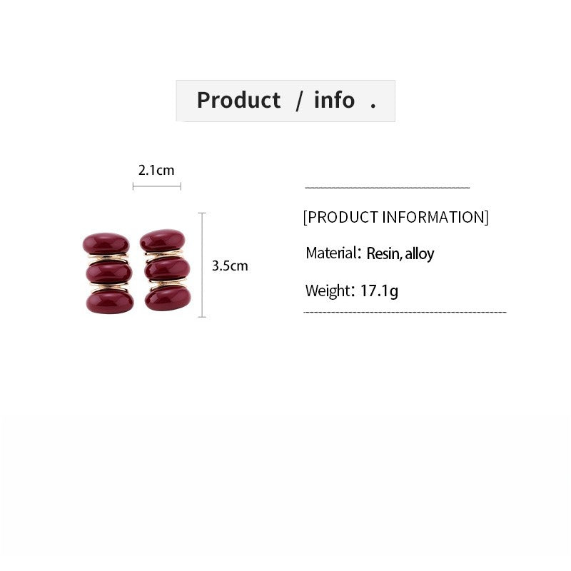 Resin Ombré Oval Steel Stud Earrings Minimalist N6H096