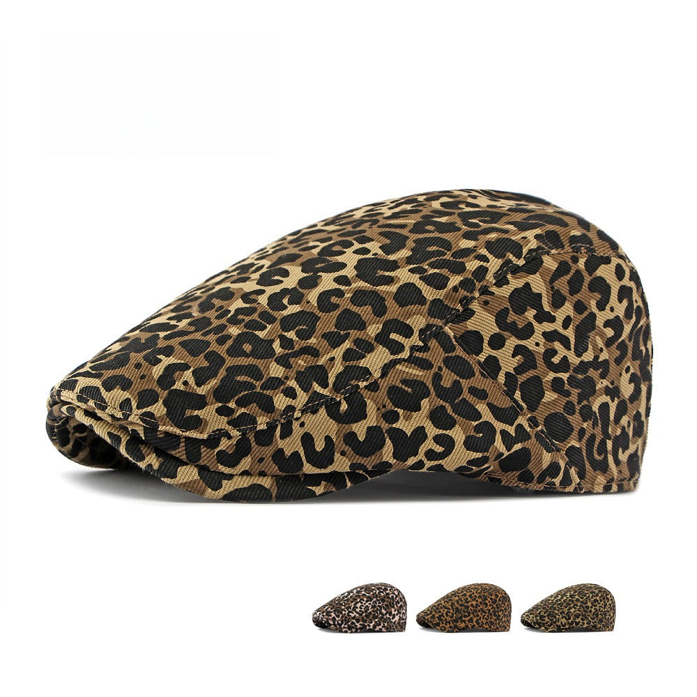 Vintage Leopard Newsboy Cap Women Adjustable N6G202